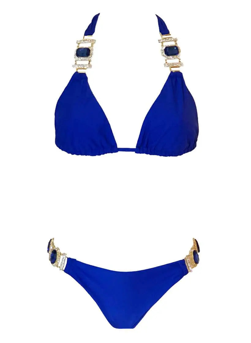 Tina Halter Top & Skimpy Bottom - Blue Regina's Desire Swimwear / Regi Beauty